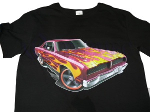 Полноцветная печать на черной футболке